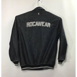 Roca Wear denim Jacket Men Size XL Big‎ logo StreetWear black snap button